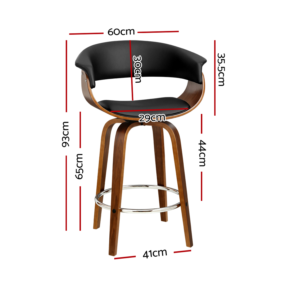 Leather and Wood Rotating Barstool - Dreamo Living