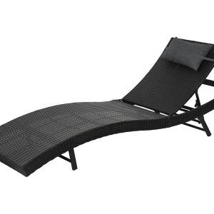 Pola Outdoor PE Wicker Twin Pack Sunbeds-Black