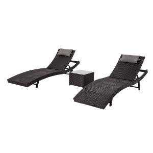 Pola Outdoor PE Wicker Sunbeds Package-Black