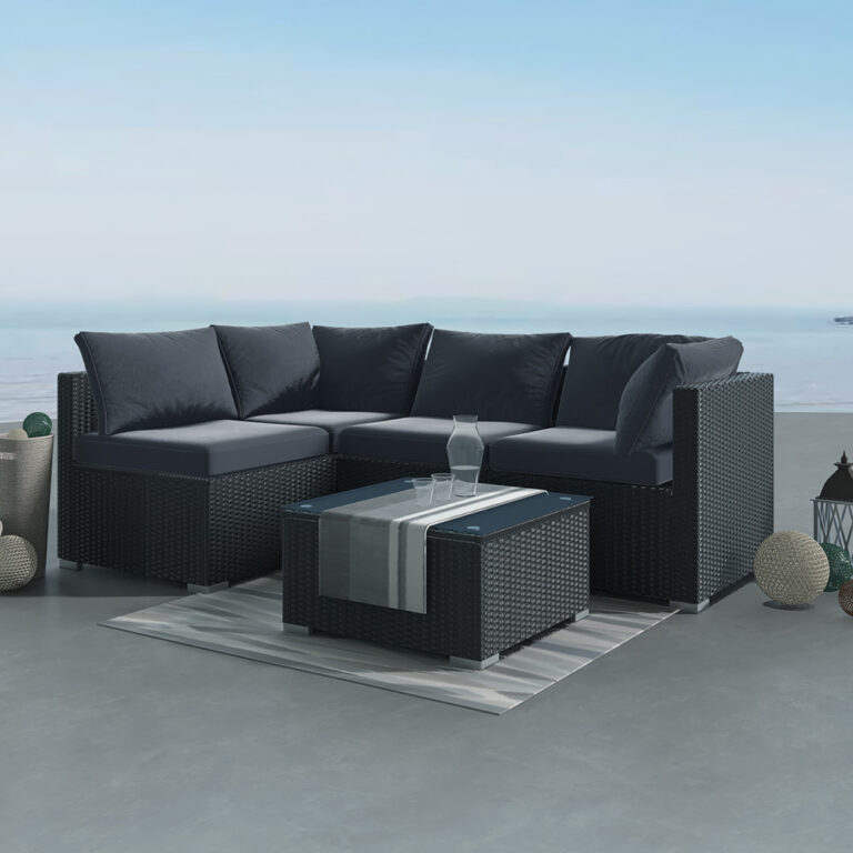 PE Wicker Outdoor Modular Lounge Sofa Bondi Set Black