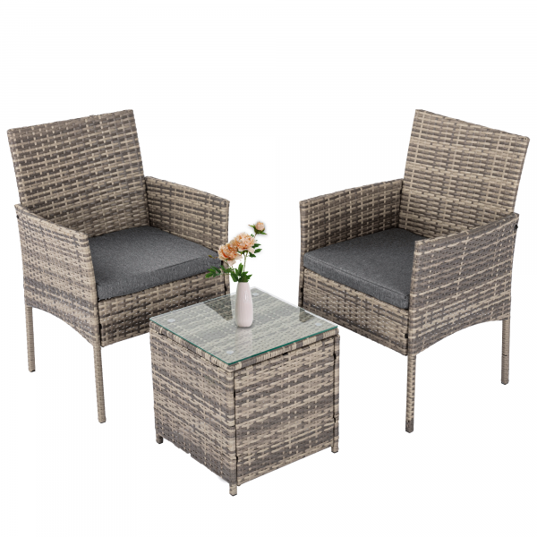 two rattan garden chairs