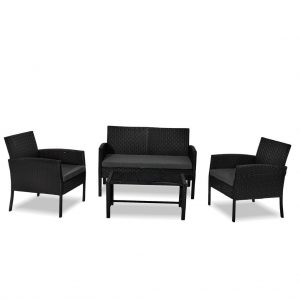 DREAMO   4 Pc PE Wicker Outdoor Set