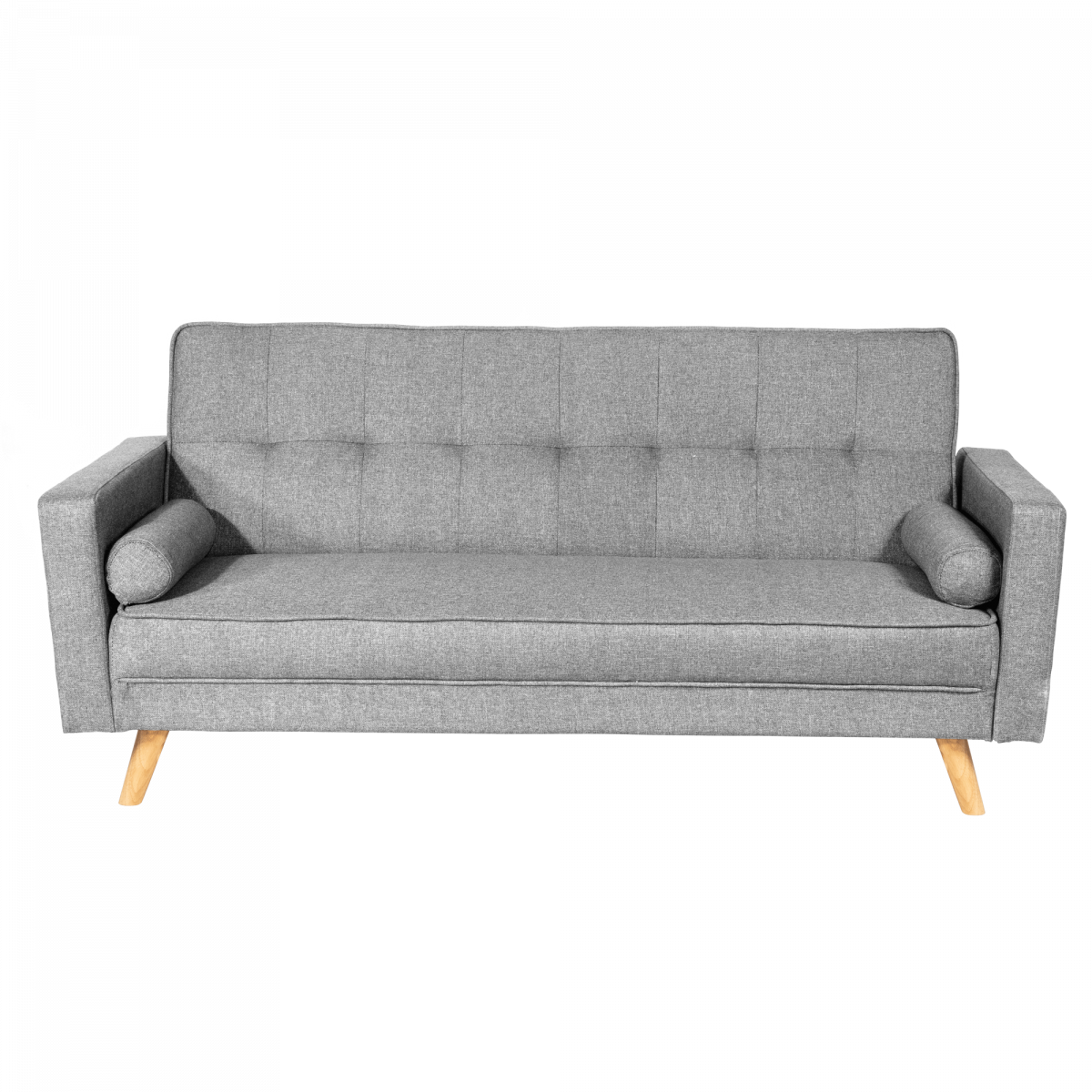 Linen Fabric 3 Seater Sofa Bed Recliner Futon Lounge Couch Wood Legs ...