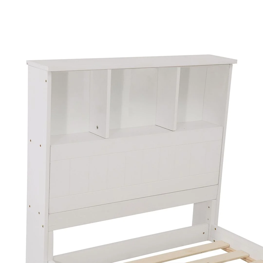 DREAMO Bed Frame with Bookshelf Headboard