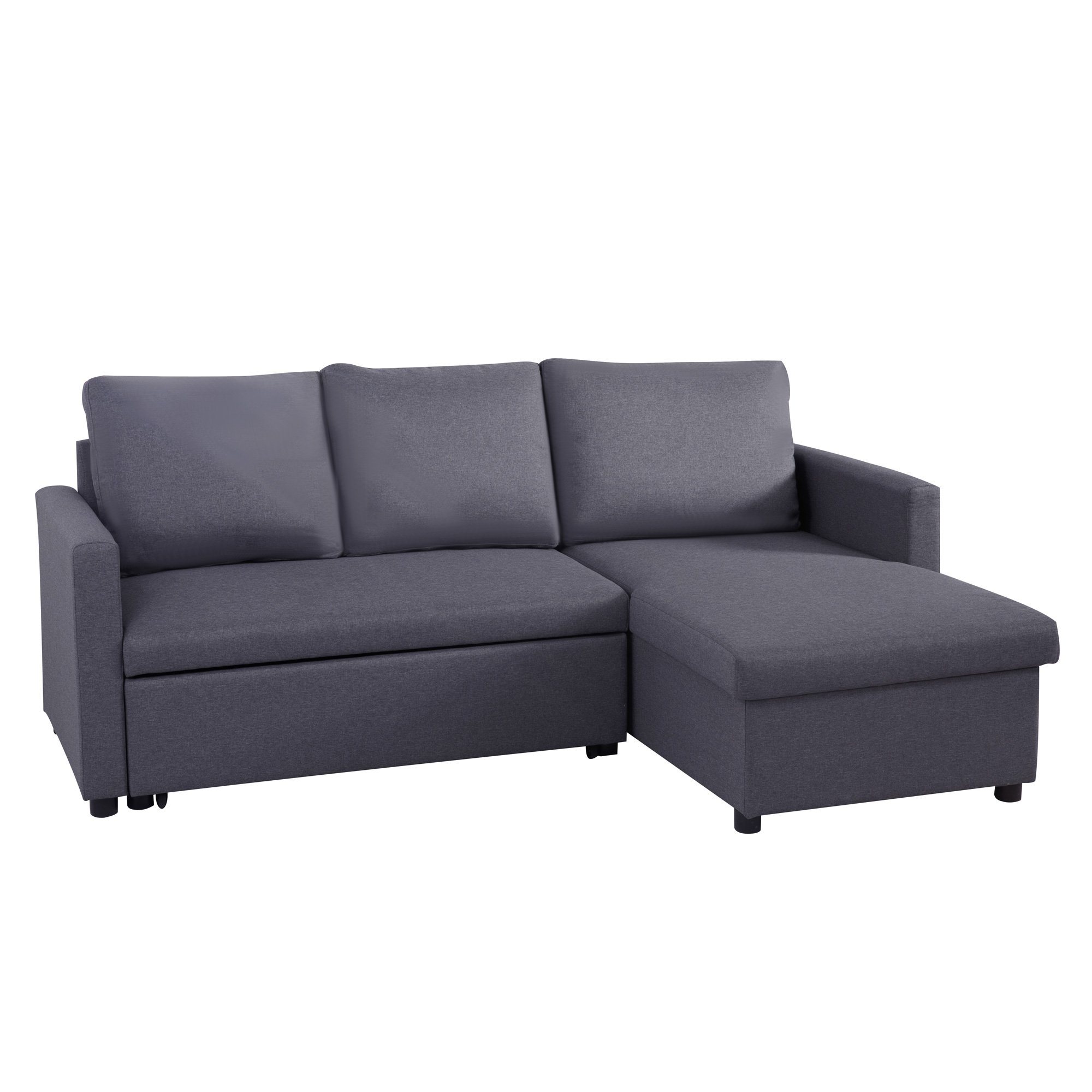 3 Seater Sofa Bed Lounge Storage Couch -Charcoal - Dreamo Living