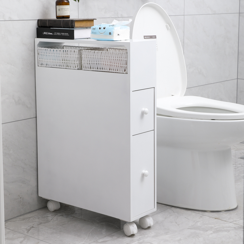 Removable Bathroom Side Cabinet Toilet Caddy with Storage Drawers ...