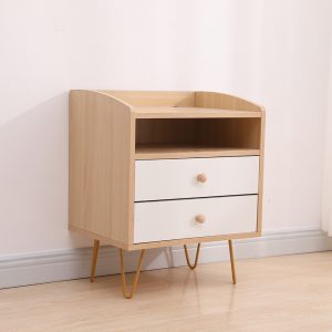 Ceron 2- Drawer Nightstand with Metal Legs Tray Top