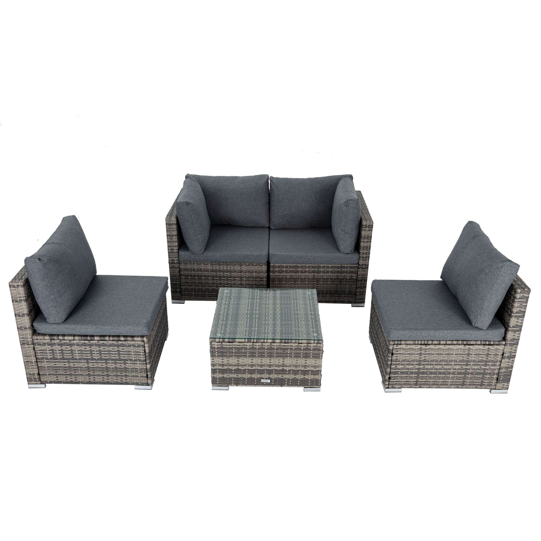 Maui 4 Seater Outdoor Lounge Set PE Rattan Grey - Dreamo Living