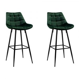 Set of 2 Velvet Bar Stools