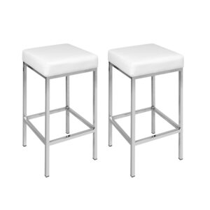 Set of 2 PU Leather Backless Bar Stools