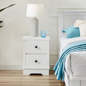 Hamptons Style Bedside Table (White)