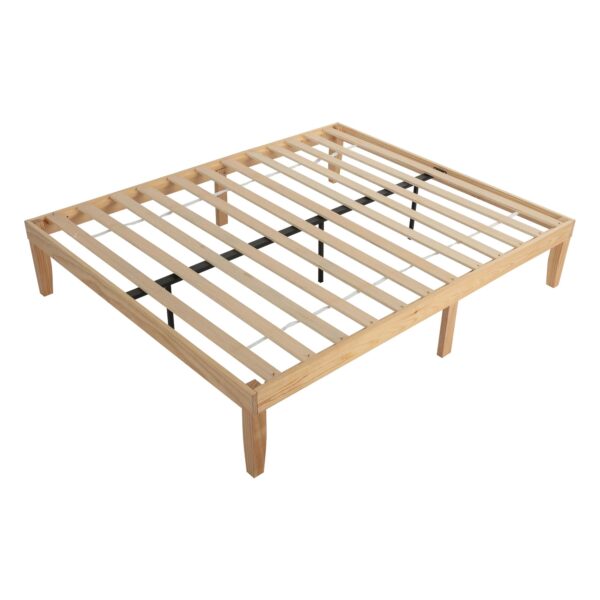 Warm Wooden Natural Bed Base Frame - Double