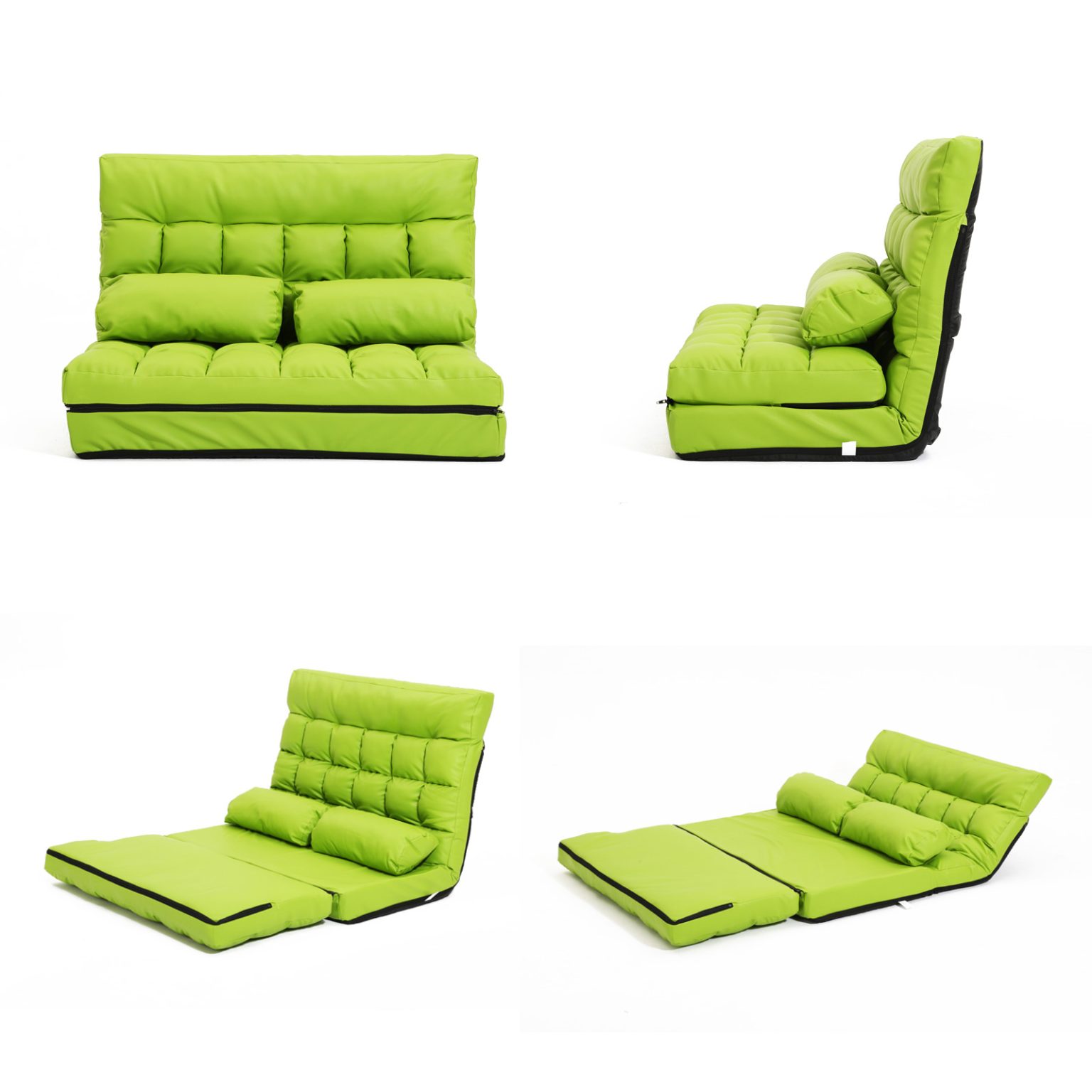 Double Seated Green Gemini Leather Sofa Bed Dreamo Living