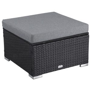 Outdoor wicker ottoman in Black