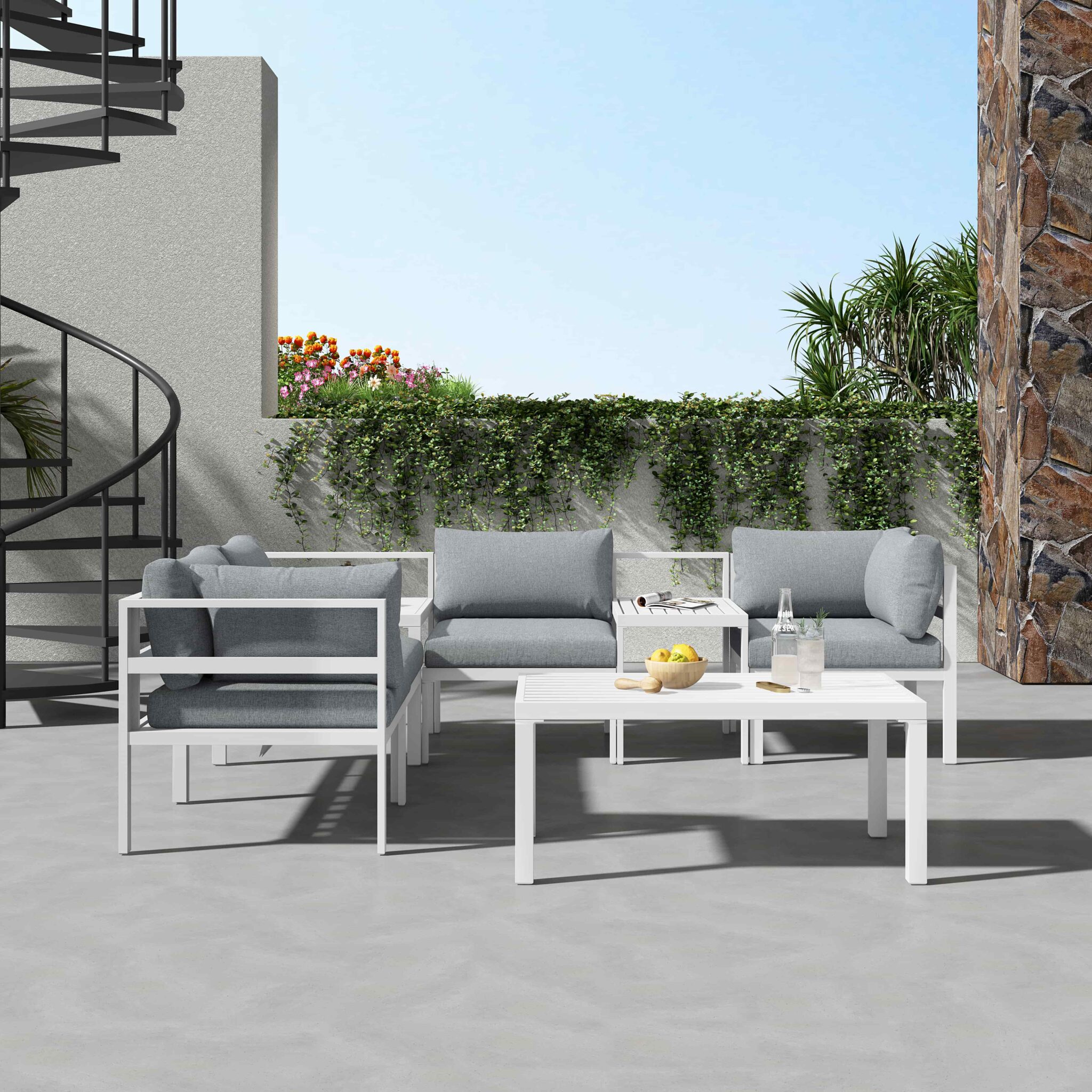 Contemporary 7-Piece Outdoor Seating Suite in Aluminium - Dreamo Living