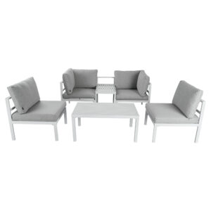 Contemporary 5-Piece Outdoor Seating Suite in Aluminium with matching Side Table