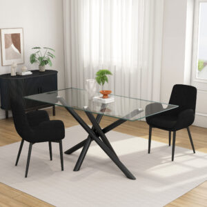 James Black Dining Table with Glass Tabletop