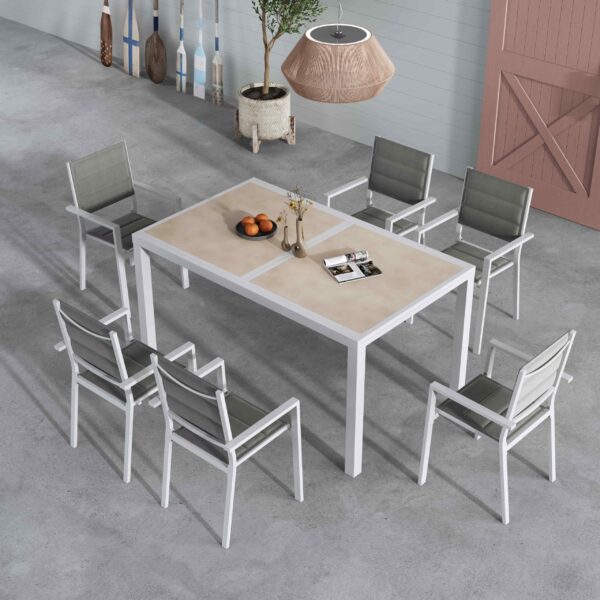 Expandable Steve Outdoor Dining Table with Ceramic Effect