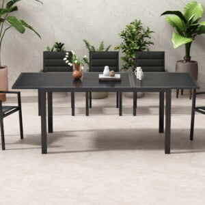 Expandable Steve Outdoor Dining Table with Charcoal Ceramic Effect