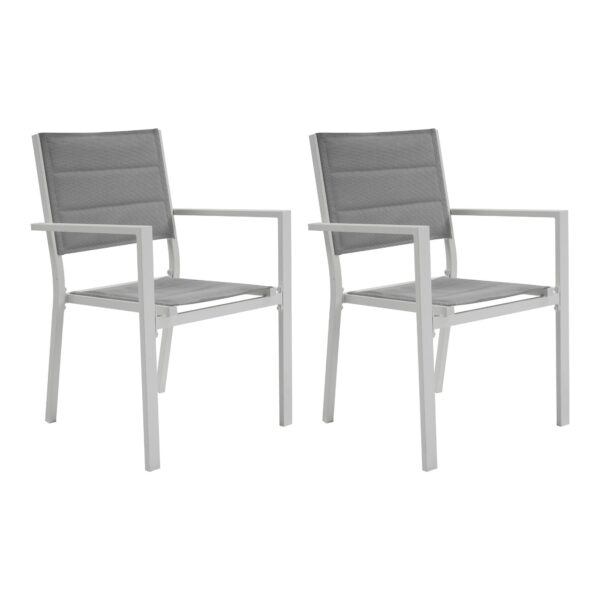 Pair of Aluminium John Outdoor Dining Chairs - White