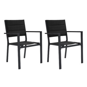 Pair of Aluminium John Outdoor Dining Chairs - Black