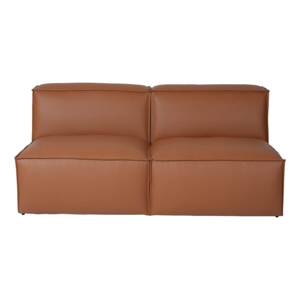 2 Piece Armless Sofa Set Top Grain Leather Caramel