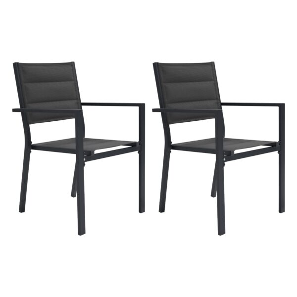 Pair of Aluminium John Outdoor Dining Chairs - Charcoal