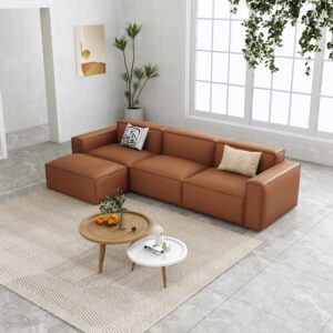 Harbor Luxe 4-Piece Leather Sofa Set with Ottoman