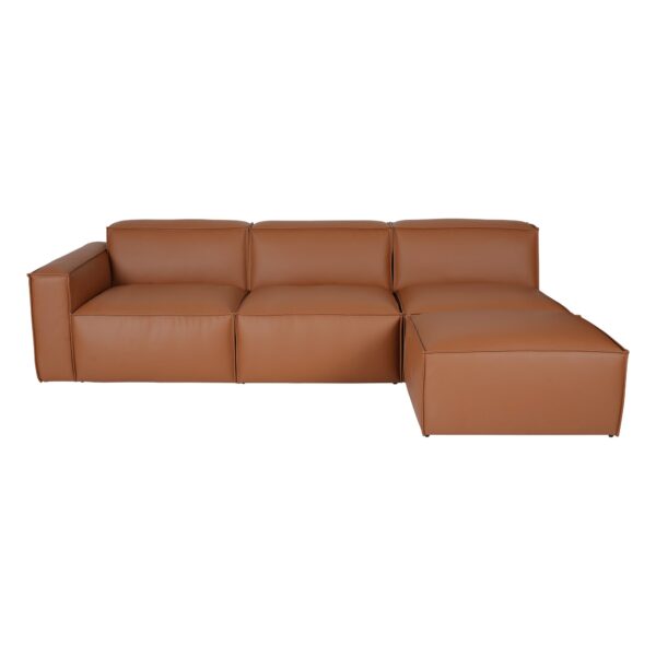 4 Piece Top Grain Leather Sofa Set with Ottoman Right Facing