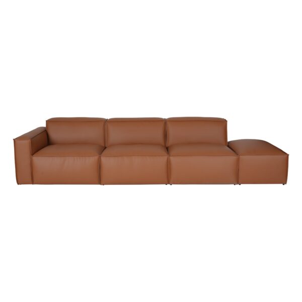 4 Piece Top Grain Leather Sofa Set with Ottoman Right Facing