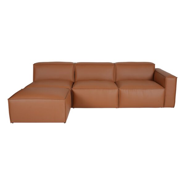 4 Piece Top Grain Leather Sofa Set with Ottoman Left Facing