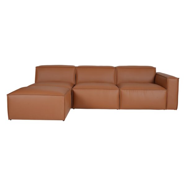 4 Piece Top Grain Leather Sofa Set with Ottoman Left Facing