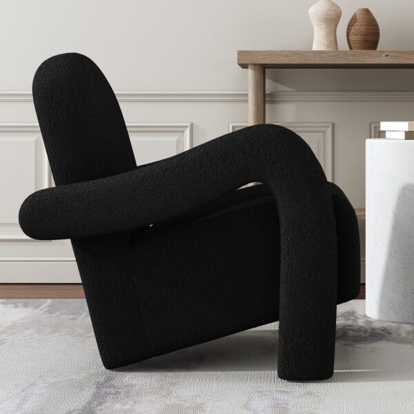 Mid-Century Armchair in Bouclé Fabric - Black