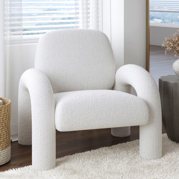 Accent Chair in Teddy Sherpa Fabric - White