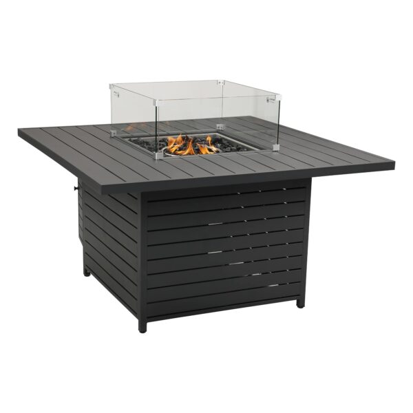 Square Gas Fire Pit Table for Outdoor Use - Charcoal