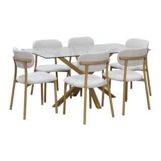 Oak Look 6 Dining Chairs and Table Set