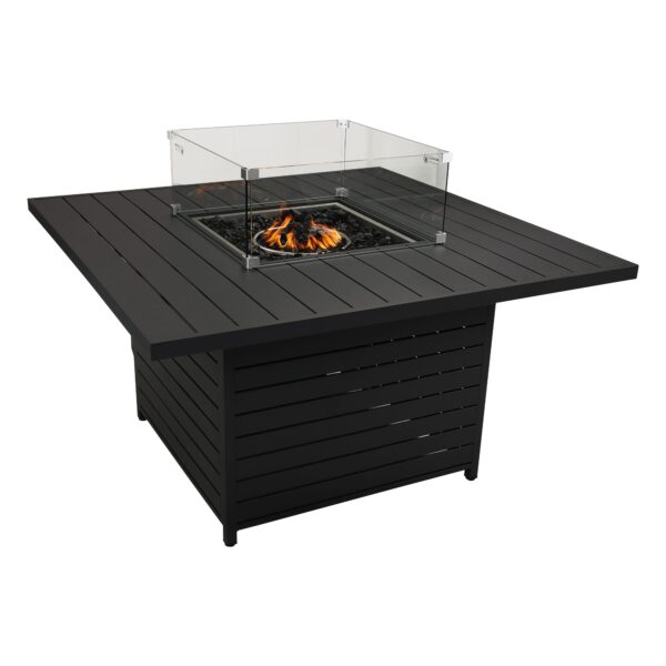 Square Gas Fire Pit Table for Outdoor Use - Black