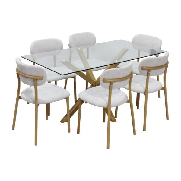 Oak Look 6 Dining Chairs and Table Set