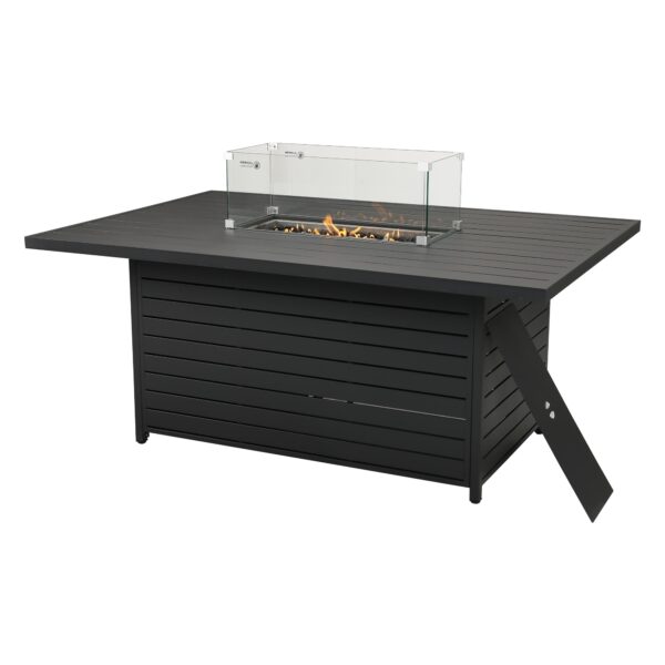 Rectangular Gas Fire Pit Table for Outdoor Use - Charcoal