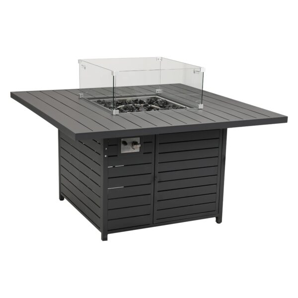 Square Gas Fire Pit Table for Outdoor Use - Charcoal