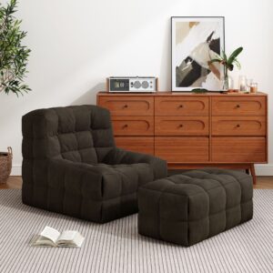 Corduroy Accent Chair and Ottoman Set - Mangrove