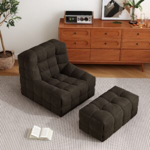 Corduroy Accent Chair and Ottoman Set - Mangrove