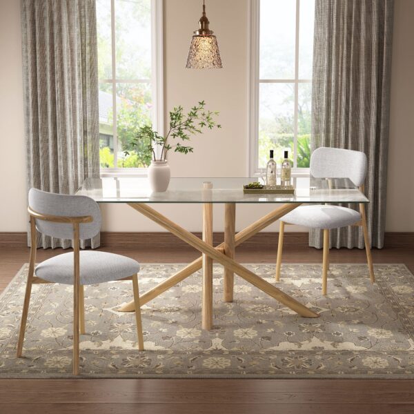 James Natural Dining Table with Glass Tabletop