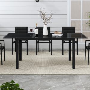 Extendable Glass Outdoor Dining Table - Black