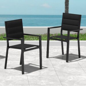 Pair of Aluminium John Outdoor Dining Chairs - Black