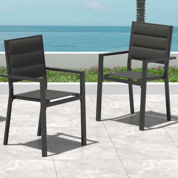 John Aluminium Charcoal Outdoor Dining Chair 2-Piece Set