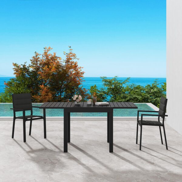 Outdoor Extendable Dining Table Aluminium Slatted Charcoal