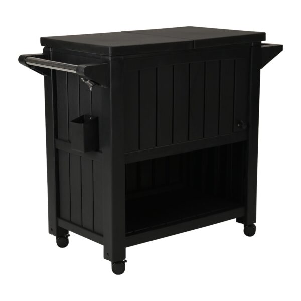 Garden Bar Serving Cart with Cooler (Black)