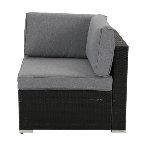 2PCS Outdoor Wicker Corner Arm Sofa Set -Black