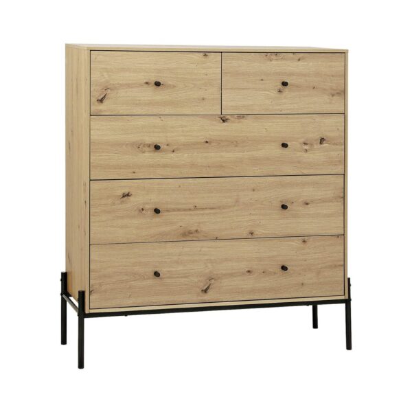 Light-Oak Effect 5-Drawer Chest